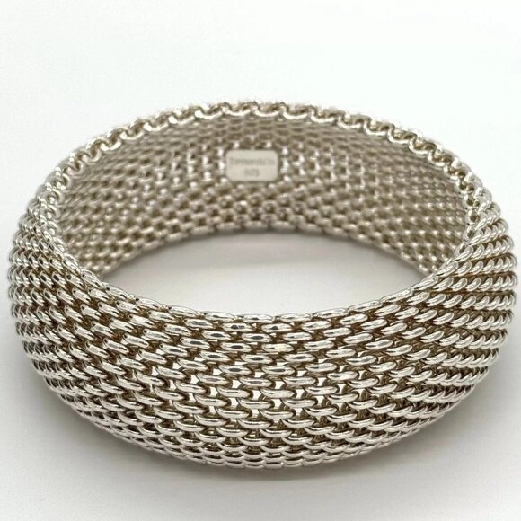Like New Tiffany & Co. Sterling Silver Somerset Mesh Bangle Bracelet - Picture 1 of 3